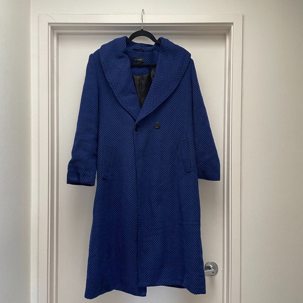 Halogen Blue/Black Double Breasted Coat (sz S)